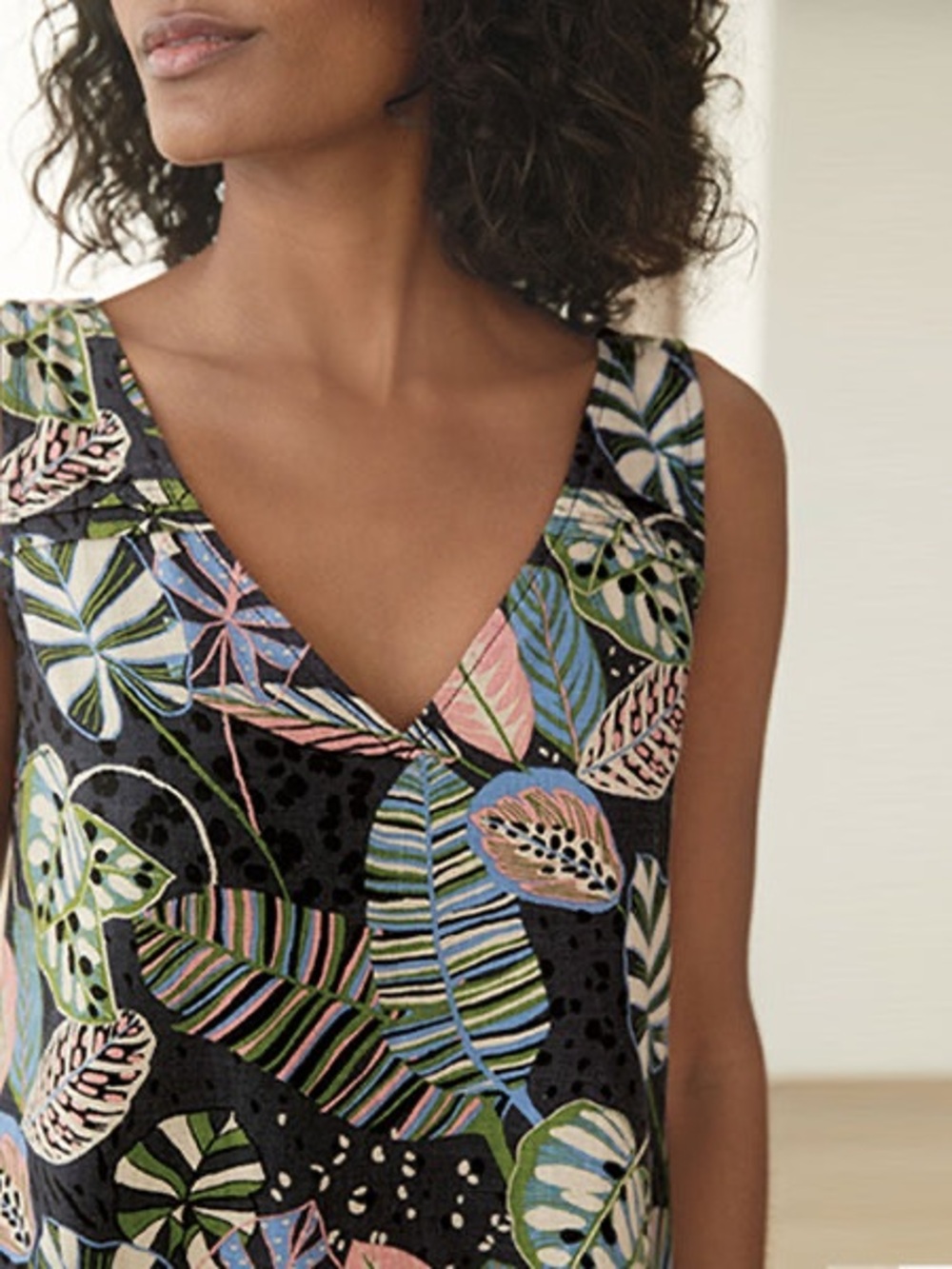 Patterned mini Linen Dress - Picture 2 of 9